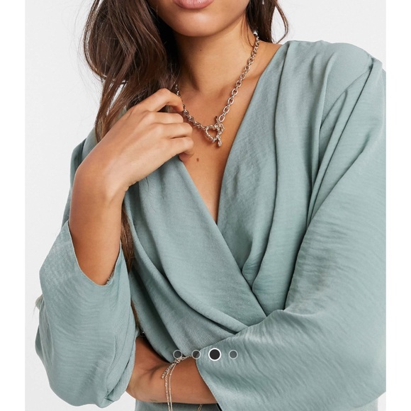 Asos Sage Faux Wrap Dress - Picture 4 of 4